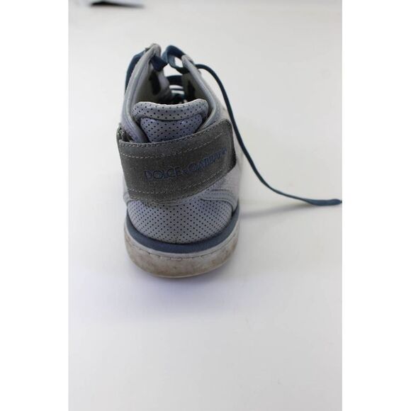 Dolce and Gabbana Mens Leather High Top Sneakers Beige Sky Blue Size 8.5 - Picture 6 of 7